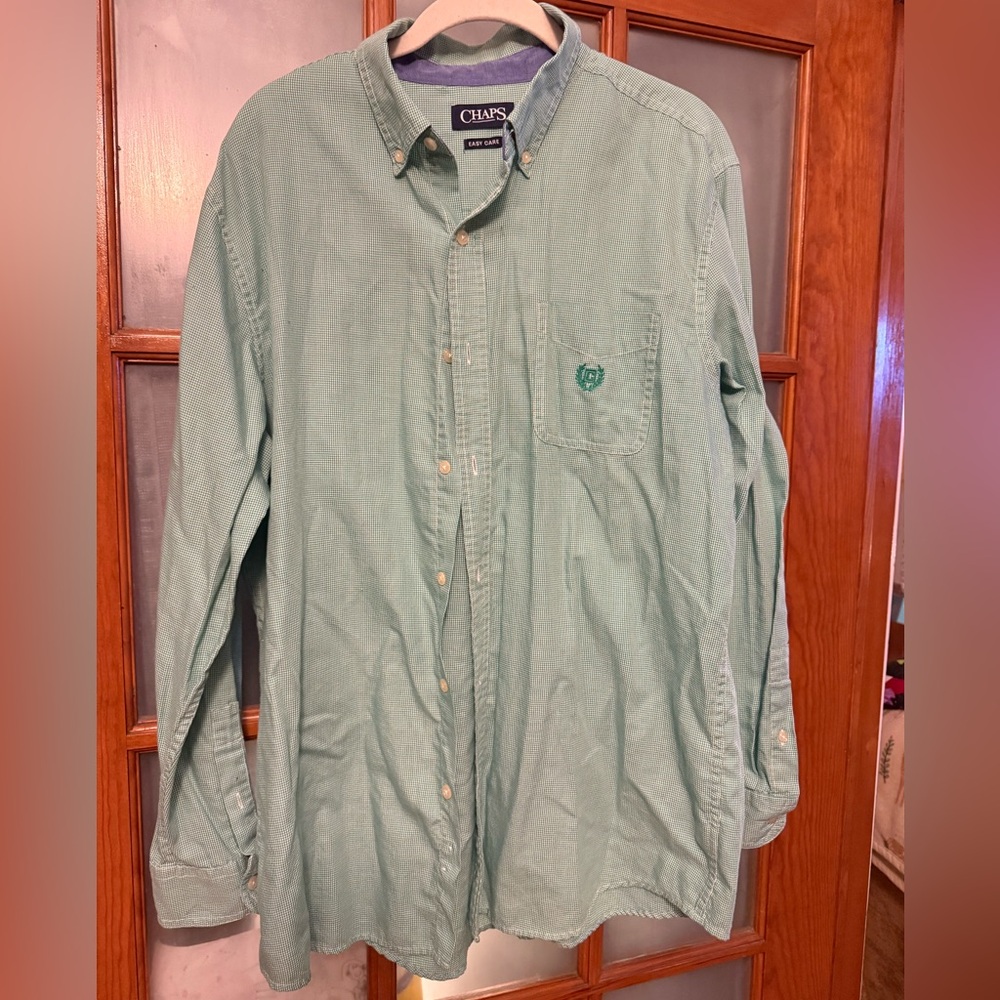 Chaps Men's Mint Green Casual Button-Down Shirt